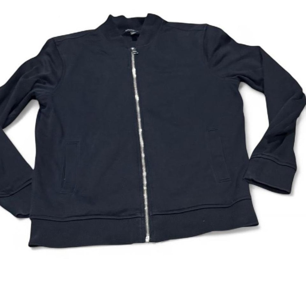 Banana Republic Dress Bomber Jacket Men's‎ Medium Black Minimalist 100% Cotton